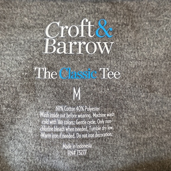 NWT Croft & Barrow Classic Long Sleeve Gray Tee Red Cardinal M Christmas Top - Picture 5 of 5